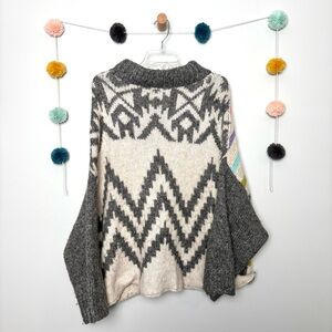 HYFVE Oversized Multicolor Stripe Gray and White Nordic Sweater